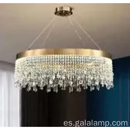 Luz colgante de cristal de oro de oro para bodas elegantes